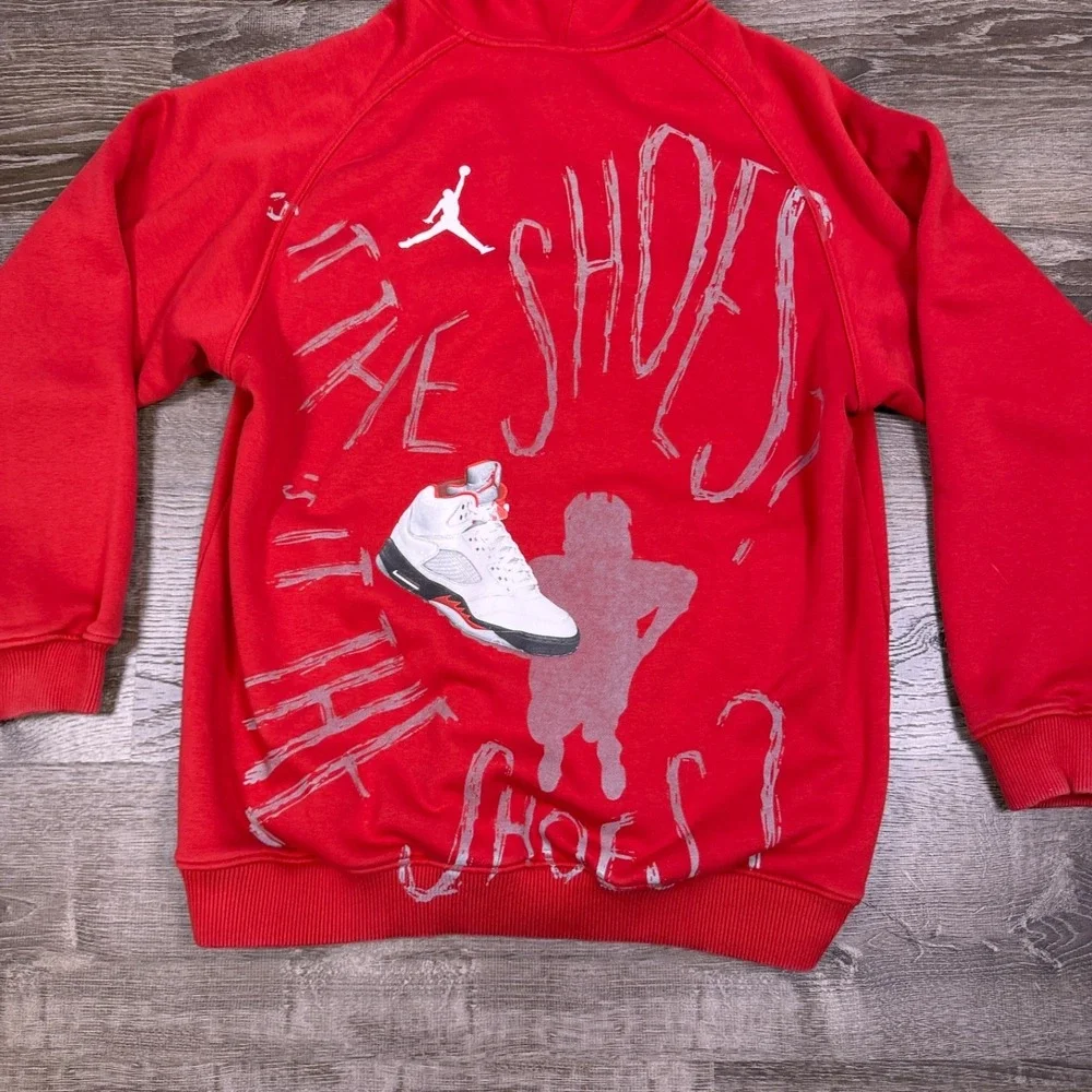 Jordan Mens L Retro 5 Vintage Red Hoodie 